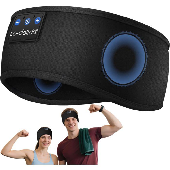Bandeau Bluetooth Écouteurs Casque de Sommeil Cadeaux pour Homme Femme Les Mains Libres Casque Dormir Doux avec Ultra-Fins
