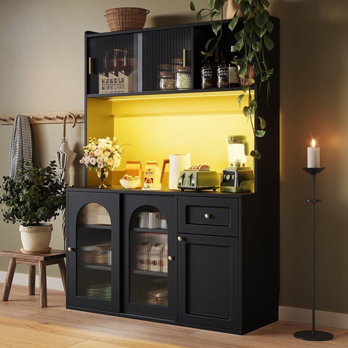 Armoire de cuisine avec LED et portes coulissantes en verre EVRYAE