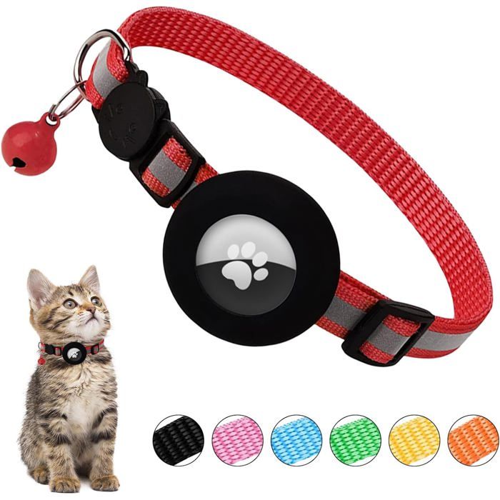 Meilleurs prix pour Collier pour chat avec support Airtag - ZGEER - Réfléchissant - Anti-étranglement - Réglable - Boucle de sécurité