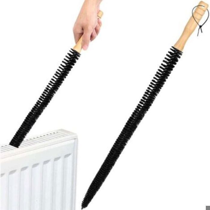 Brosse de radiateur avec Manche en Bois Long et Flexible - Brosse à Poils Doux-