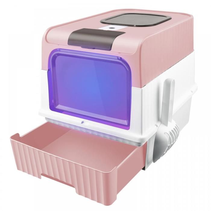 KEDIA Bac à Litiere Chat AutonettoyanteLitière Automatique Autonettoyant pour Chats avec des Rayons ultraviolets(48x35x36) rose