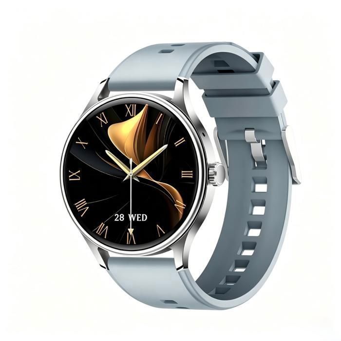 Montre connectée argentée appel bluetooth surveillance santé et suivi activité physique Montre connectée argentée appel bluetooth surveillance santé et suivi activité physique