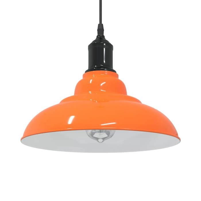Orange Lampes - Lampe suspendue réglable hauteur E27 orange brillant métal C17115