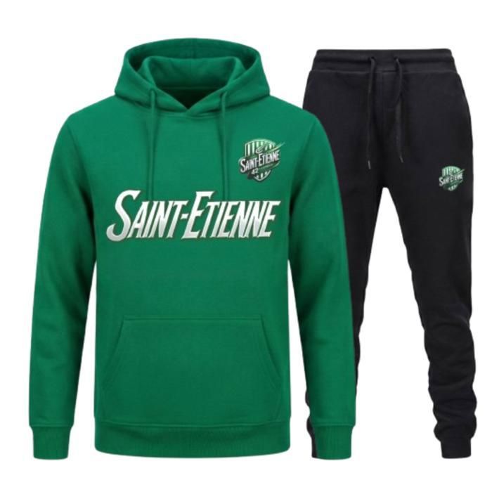 Ensemble Jogging Homme Saint-Étienne – Sweat à capuche + Pantalon noir - Vert