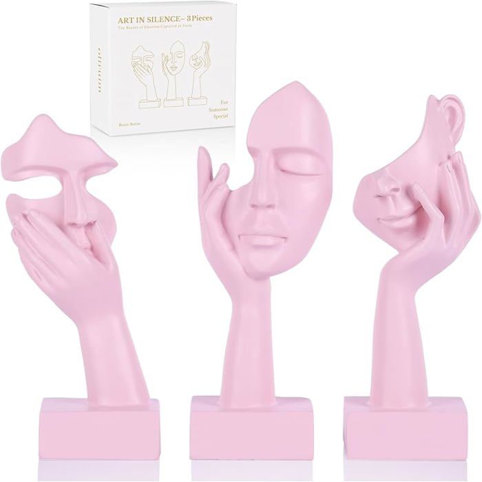 Lot de 3 petites de penseur Figurines roses abstraites pour décoration intérieur 3 Pièces Rose
