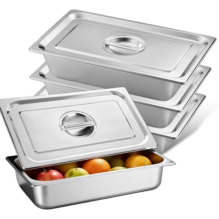 Plat Four Rectangulaire ensemble De 3 32.5 17.5 6.5cm Récipient Gastronorme Avec Couvercle Récipient-Gastronorme En Inox