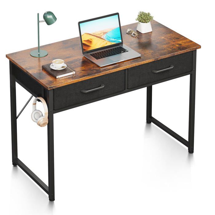 Petit Bureau avec 2 Tiroirs 100 x 40 x 78.7 cm Marron Marron Marron BUREAU