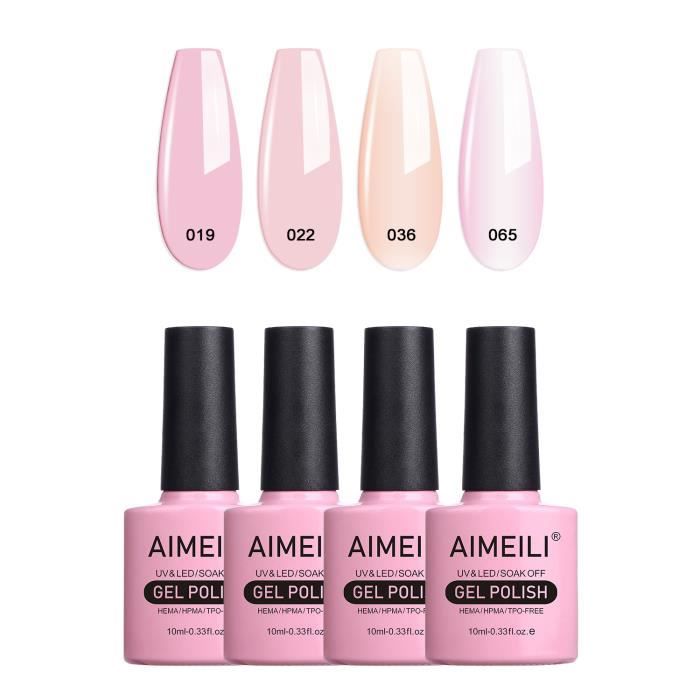 AIMEILI Soak Off UV LED Rose Pastel Vernis à Ongles Gel Semi-Permanent Multi-Colored Set Ensemble de Couleurs 4 X 10ml - Kit 17