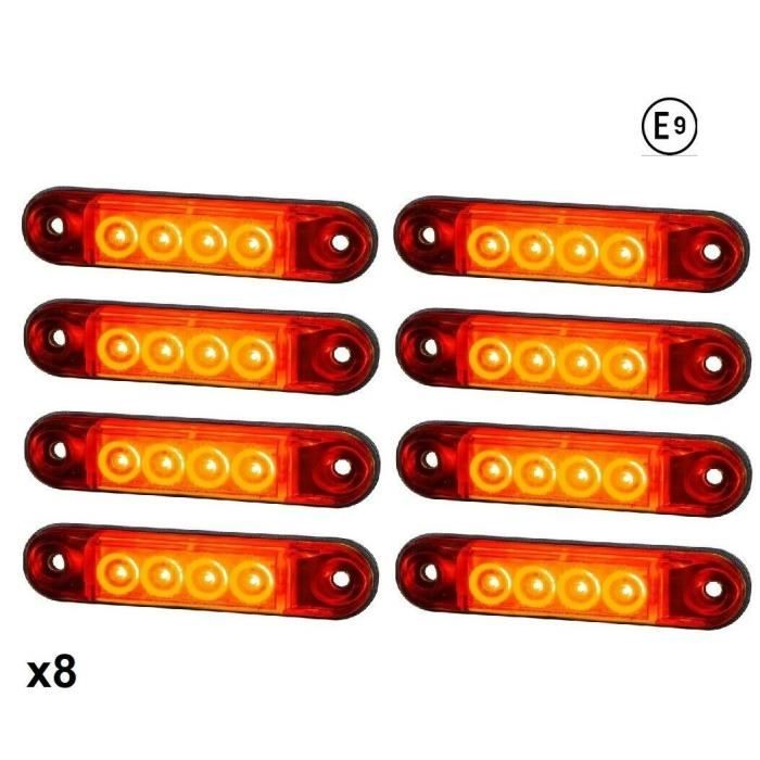2x 4 LED Feux Gabarit Latéraux Blanc Montage Encastré 12/24V pour Camion  Remorque - Cdiscount Auto