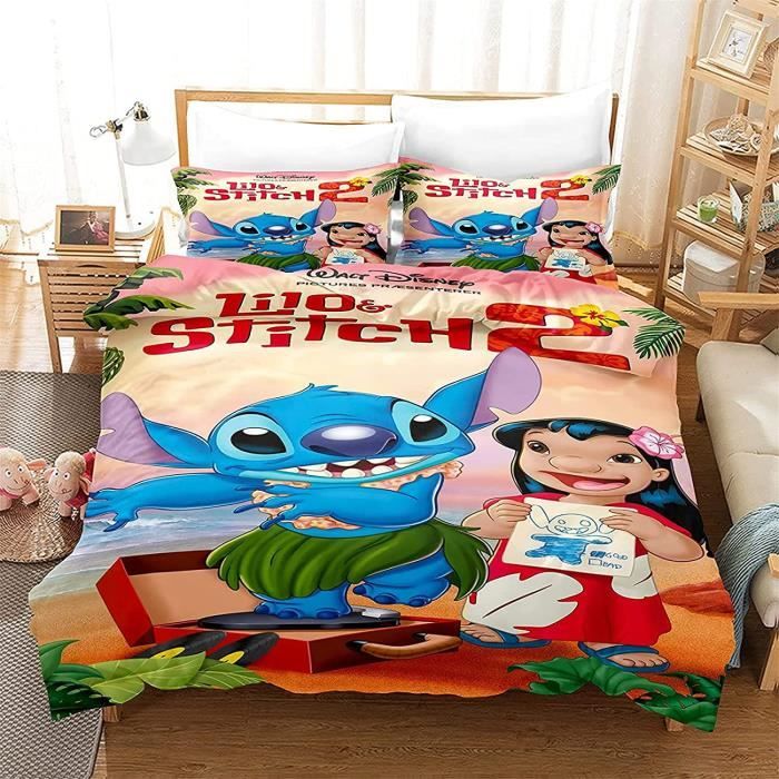 Bettwäsche-Set 'Stitch' Mit Palmen – Für Einzelbett 140x200 Cm + Kissenbezug 65x65 Cm