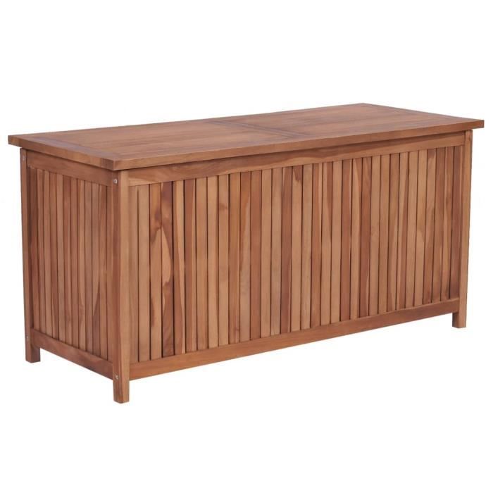 Fihero Coffre De Rangement De Jardin Teck Massif 120x50x58 Cm