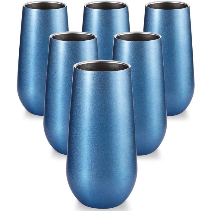 Lot de 6 flûtes à champagne sans pied à double isolation avec