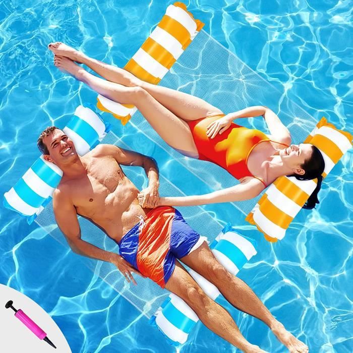Lit Flottant WAHAISON Piscine Natation, Fauteuil Gonflable De Piscine Flottantes Hamac Lit Flottant Gonflable Avec Filet