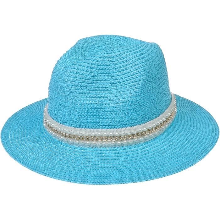 Chapeau de Paille Femme Chapeau de Soleil Capeline Large Bord Visière