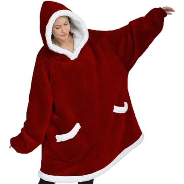 Pyjama Polaire Femme Gentlewarm Sweat à Capuche Surdimensionné Pull Plaid Polaire Chaude Sherpa Couverture Avec Manches Et Poche, Taille Unique Pour Adultes, Femmes, Hommes, Adolescents Pilou Pilou Homme
