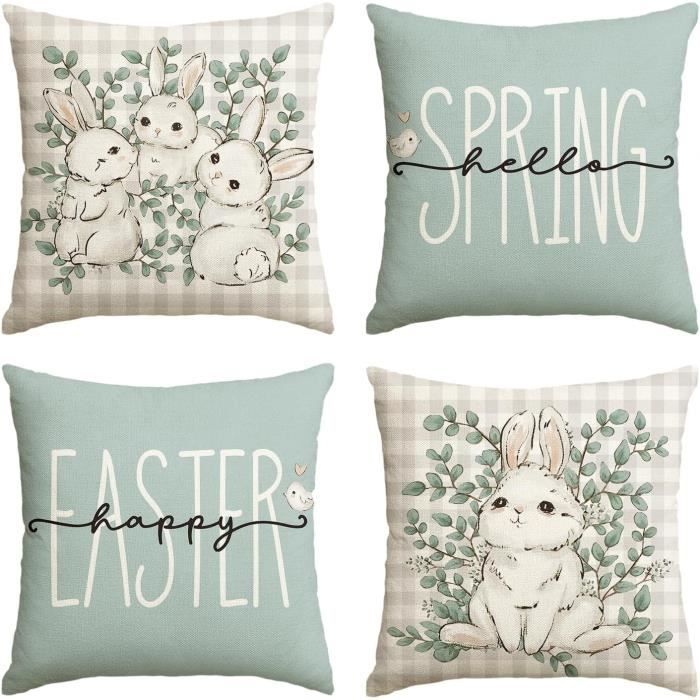 Lot De 4 Housse De Coussin Bohème 40x40 Cm Aqua-Rose-Moutarde - Décoration Canapé Velours Côtelé Moelleux
