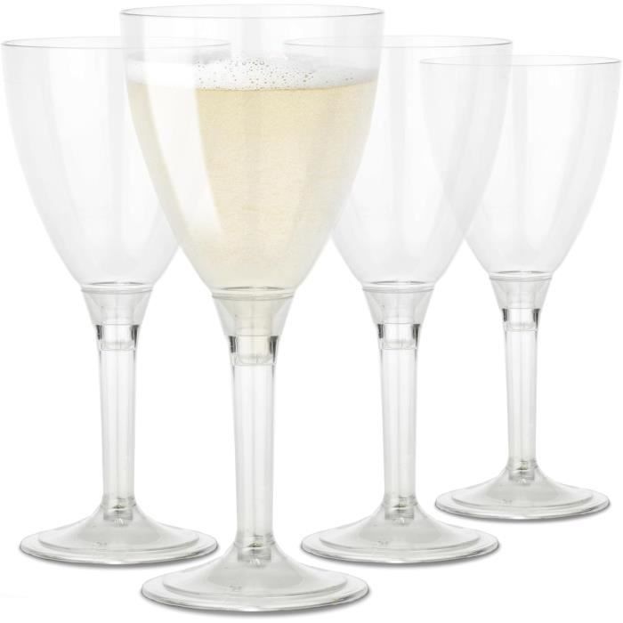 Lot De 60 Verres En Plastique Réutilisables - Vin, Champagne, Eau - 140 Ml
