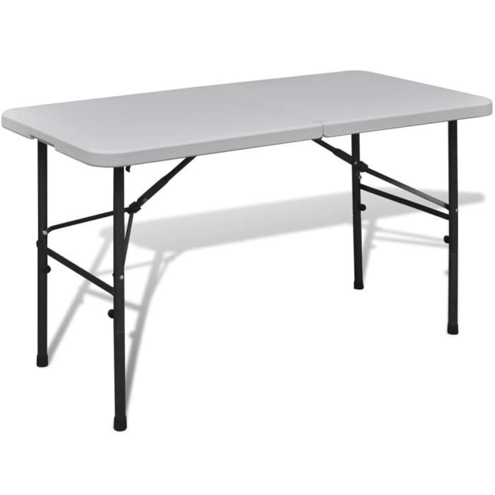 Table de jardin pliable - SIB - 122 cm - Blanc - Acier - HDPE résistant aux intempéries