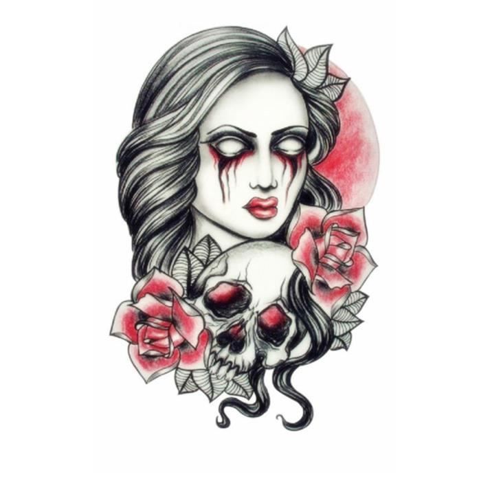 Tatouage Temporaire Realiste Femme Motif Femme Sombre Fleur Achat Vente Tatoo Bijou De Corps Tatouage Temporaire Realiste Cdiscount