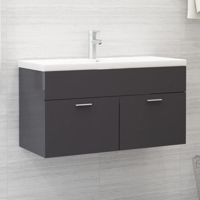 meuble sous évier avec lavabo intégré - june sale® - gris brillant - contemporain - design