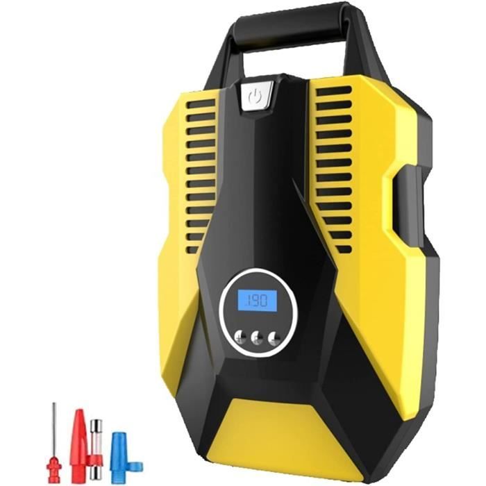 Compresseur d'air robuste 12 V, gonfleur de pneus portable 200 L/min, kit gonflage pneus 10,3 bar, pompe à air tout-terrain avec adaptateurs, manomètre, pour camions, voitures, SUV, camping-car | FR