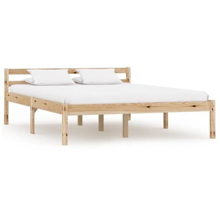 cadre de lit en bois de pin massif 140 x 200 cm - pop - market - haut de gamme®bbnbjc®