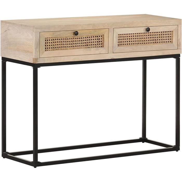 VASAGLE Table Console D'Entrée Industrielle Avec 2 Tiroirs – Style Loft Marron Rustique Et Noir, Meuble D'Entrée Ou Bout De Canapé Élégant