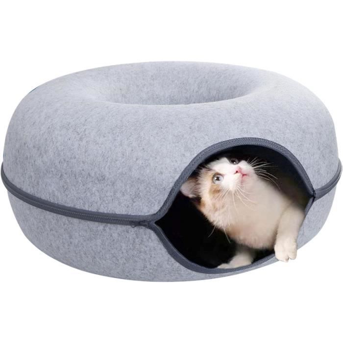 Comparer les prix de Grand lit Tunnel pour Chat - Coussin Confortable en Tube de Tunnel Circulaire Amovible pour Chat - Gris Clair-foncé (M)