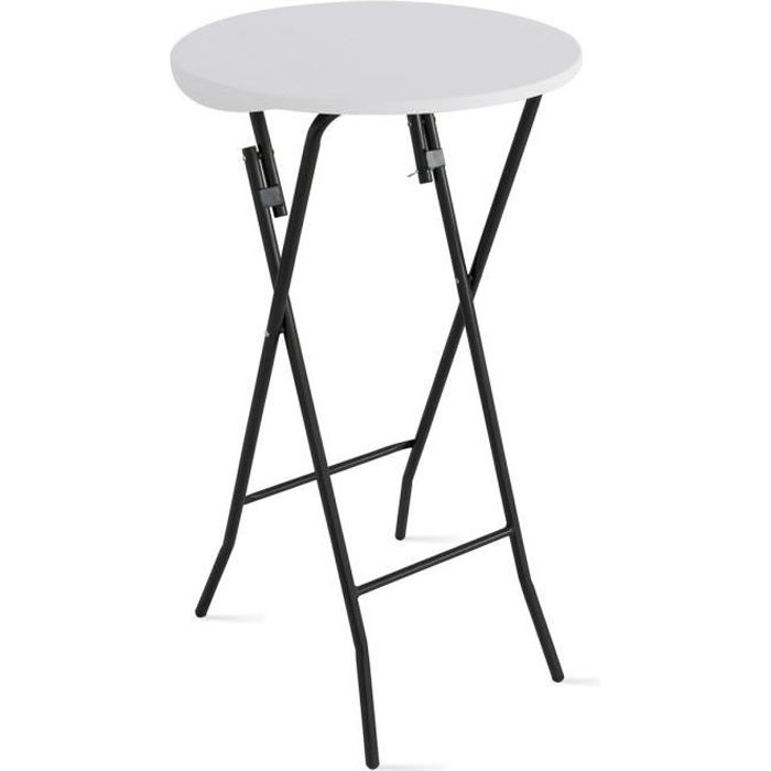 table haute de bar pliante - mange debout carré - blanc - 60cm - 110cm - 100kg