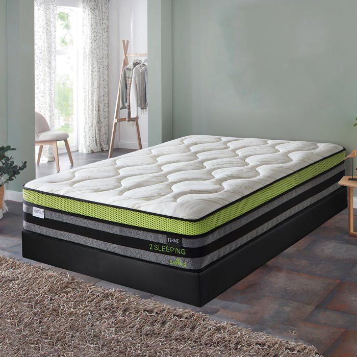 Matelas Duo Confort 140x190 Sampur | Soutien Souple & Ferme | Épaisseur 32cm | 2 Types de Ressorts Ensachés | Couchage Indépendant