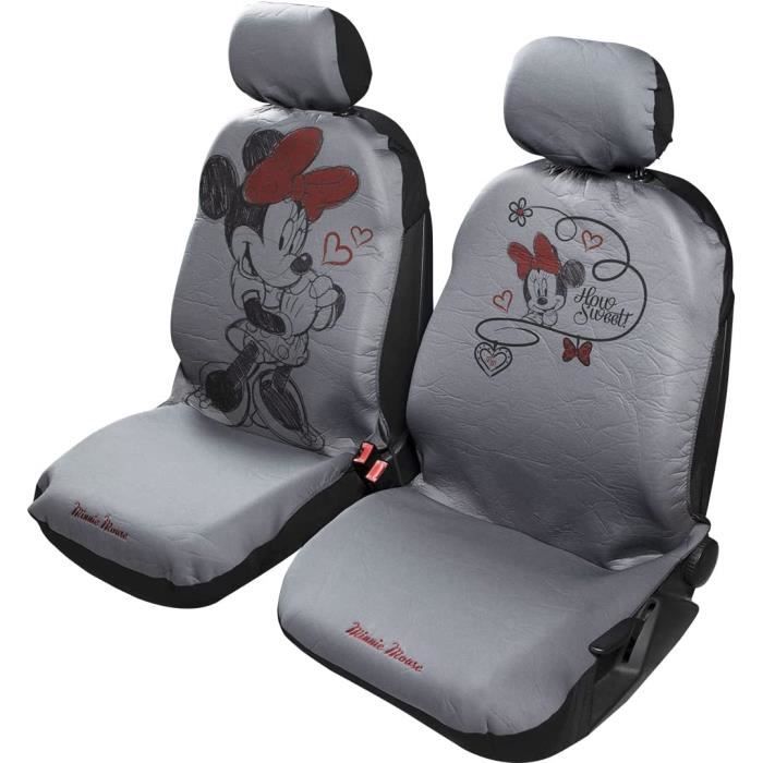 Paire Housses Siège Avant Auto Universelles Appuie-têtes Séparés Compatible Airbags Motif Mickey/minni