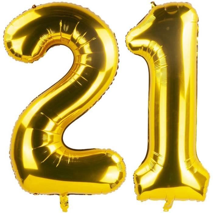 LikYva Ballon Chiffre 21 Ans Doré - Géant Ballons en D'or Foil Helium  Ballons Fête d'anniversaire Ans Anniversaire Décoration[4165] - Cdiscount  Maison
