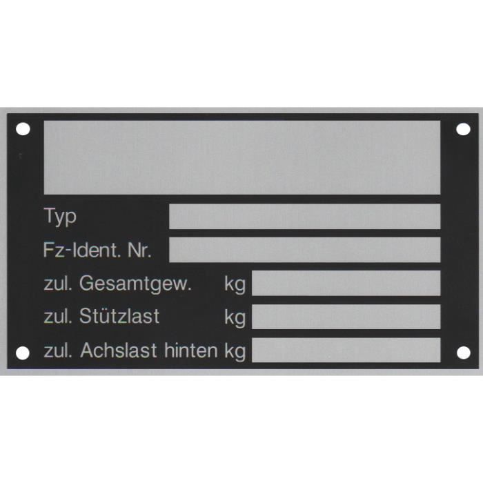 3 x plaque signalétique vierge plaque signalétique de la remorque