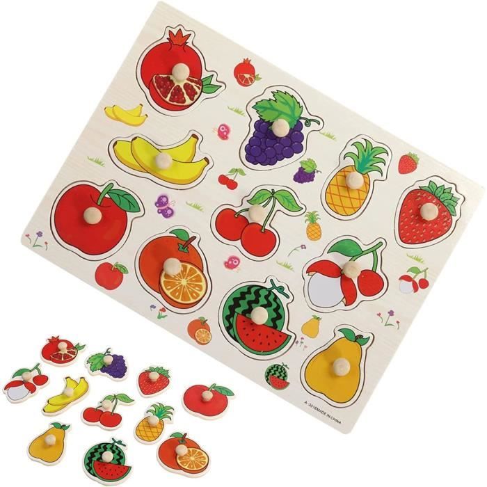 Puzzle Encastrement - ZGEER - Puzzle en Bois aux fruits - Jouet Éducatif Montessori - 30x22 5cm - 190g