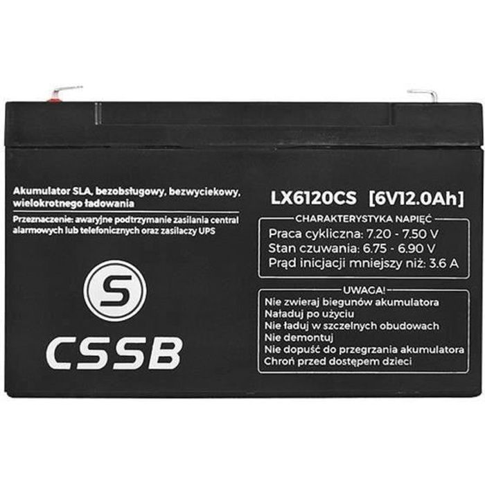 Batterie à gel CSSB 6V 12Ah vehicule voiture motor nouvelle techmologie