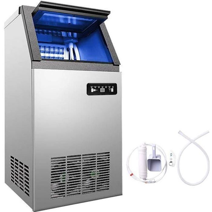 VEVOR Machine à Glaçons 220v Capable de Produire 60kg par 24heures Machine à Glace Commerciale Pour Cafés, Maisons, Restaurants, Bar