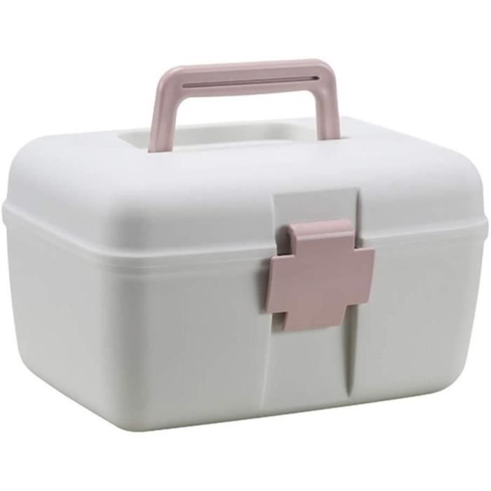 Boîte à Pharmacie 2 Niveaux Mapille 32x22x17 Cm - Transparente, Portable Avec étiquettes, Rangement Médicaments Armoire A Pharmacie