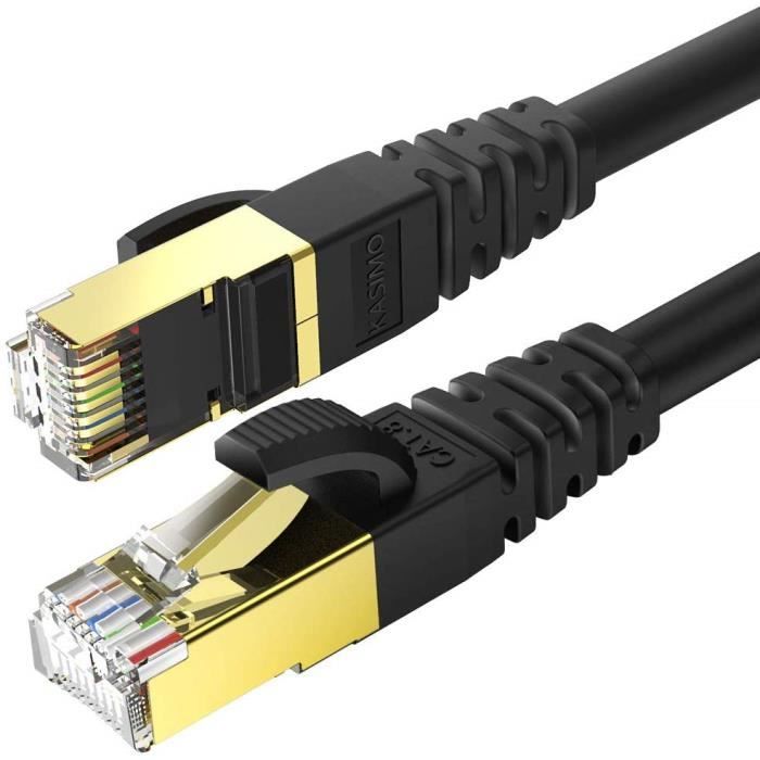 Câble réseau/ethernet RJ45 LAN mâle/mâle Cat5e Gold blanc avec