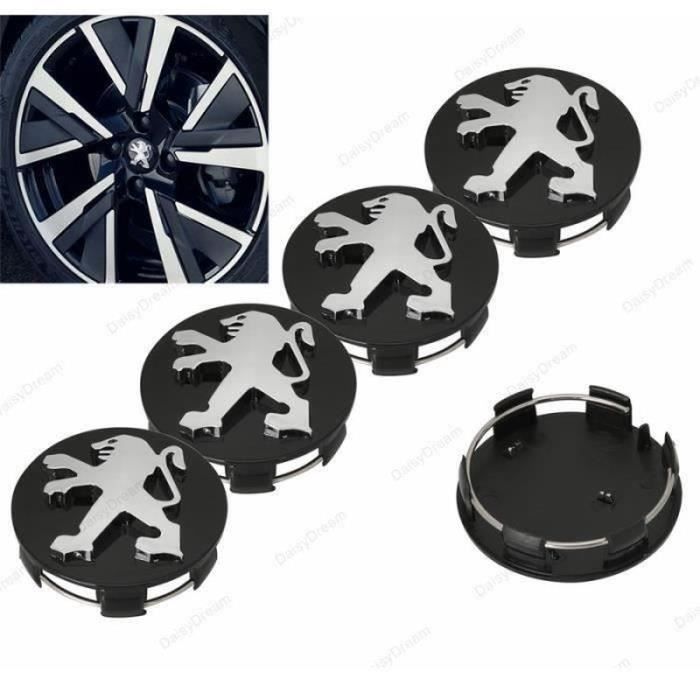 4 x Centres de roue Noir 60mm PEUGEOT ABS cache moyeu emblème badge logo