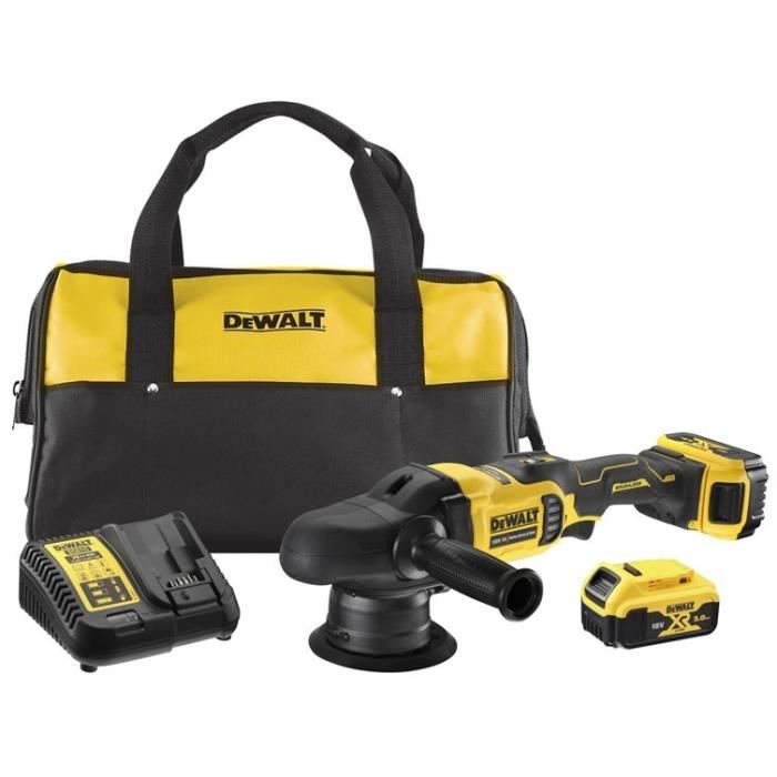 Polisseuse orbitale XR 18V 125mm, 2 batteries, chargeur, soft bag
