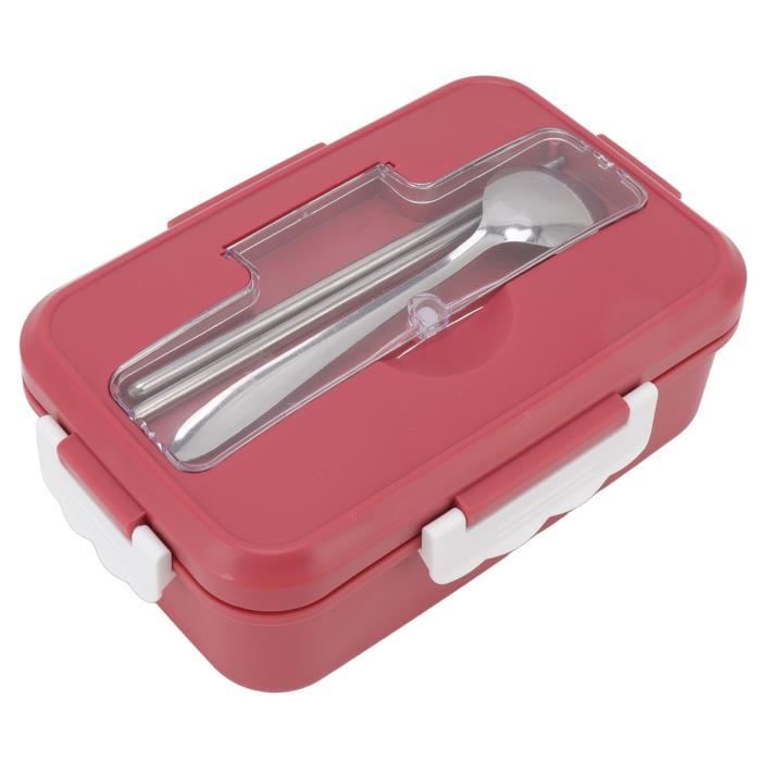 Boîte Bento Acier Inoxydable - 5 Compartiments + Bol Soupe - Avec Baguettes Et Cuillère - Rose - Lavable Micro-ondes