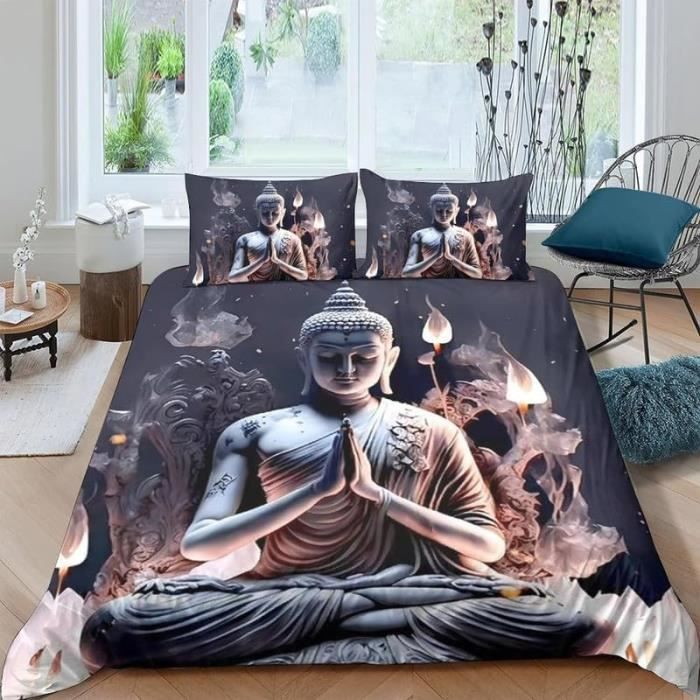 Housse De Couette 220x240 Cm + 2 Taies - Impression Samouraï 3D - Tissu Polycoton Doux