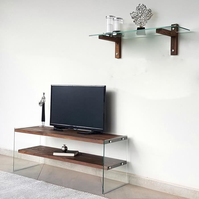 meuble tv locelso - emob - bois massif - blanc - contemporain - design