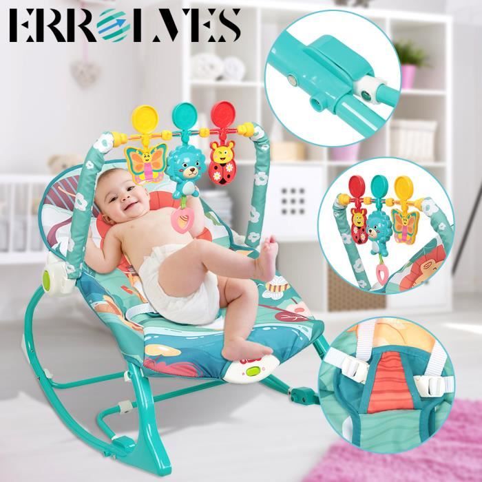 ERROLVES®Transat Bébé/Balançoire pour bébé,avec Ceinture de Sécurite et Jouets Educatif