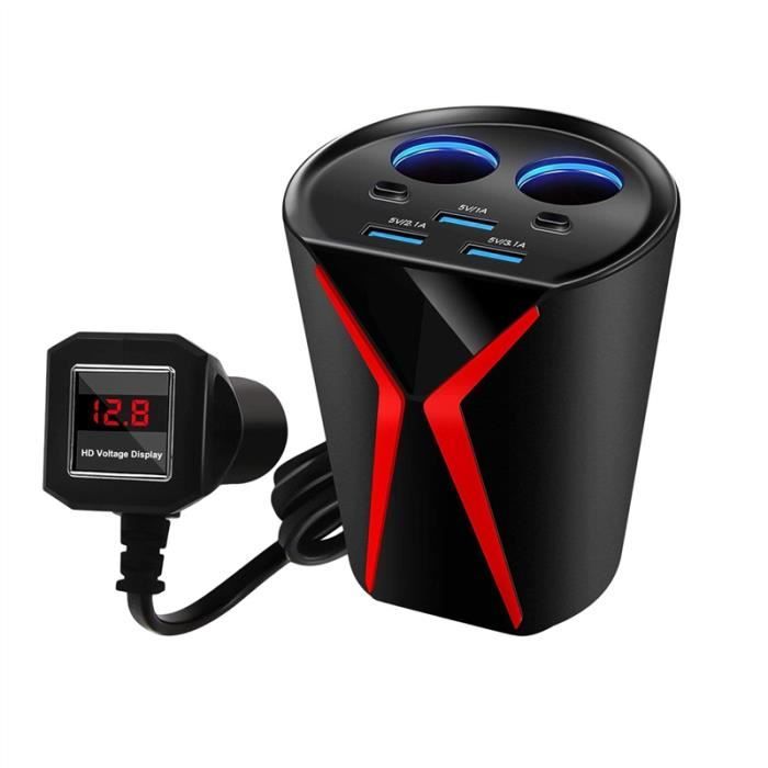 Convertisseur Voiture Porte-Gobelet 2 Ports USB - Adaptateur Chargeur Téléphone Stable Et Compact Pour Véhicule