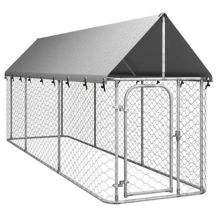 Comparer les prix de Chenil extérieur avec toit pour chiens 400x100x150 cm