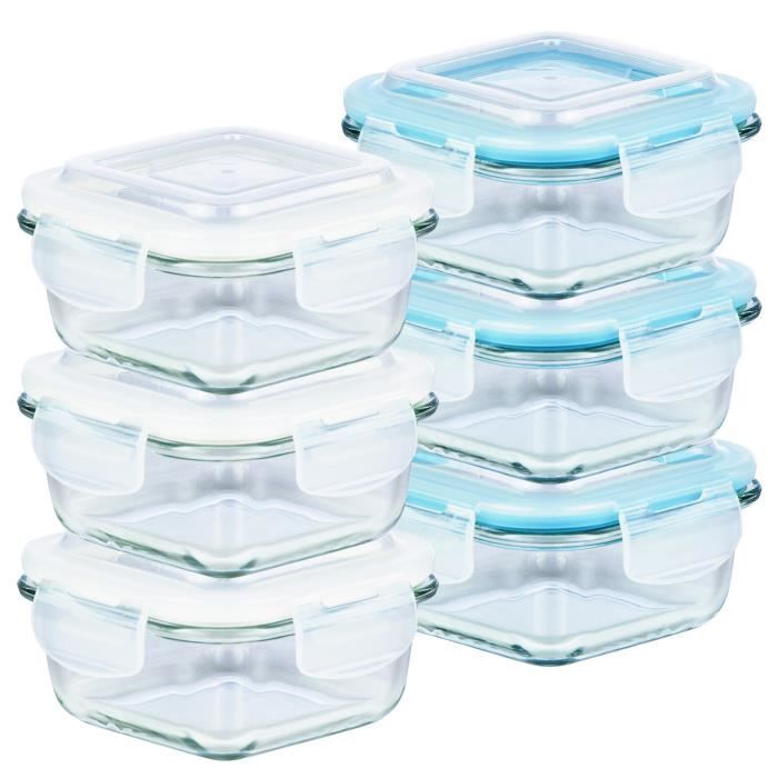 Grizzly Bo/îte Alimentaire en Verre Herm/étiques avec Couvercles Lot de 2 Rectangulaires 1520 ML Bo/îtes Conservation sans BPA