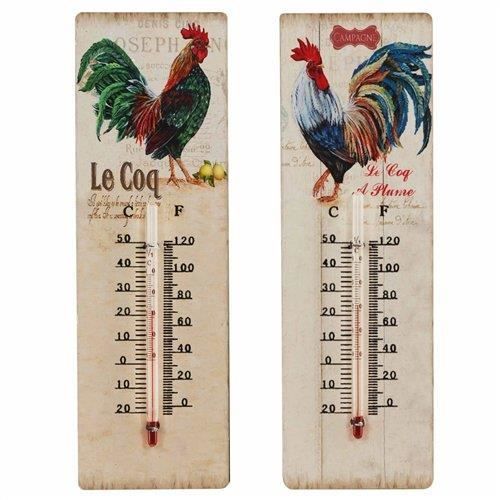 Thermomètre décoratif, mural, artisanal et original motif poules