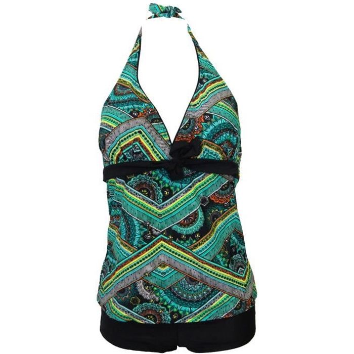 Maillot De Bain Tankini 2 Pièces Femme – Shorty + Bandeau Rembourré Avec Armatures – Maintien Top