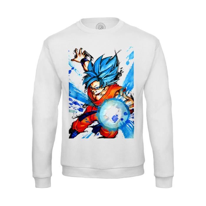 Sweat shirt Homme god goku dragon ball super cheveux bleu sangoku dbz manga Blanc Cdiscount Pret a Porter